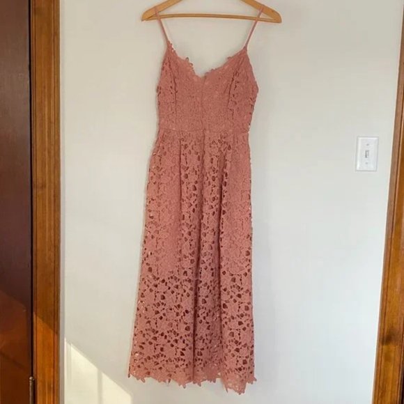 ASTR Pink Lace A-Line Midi Dress - Picture 2 of 9